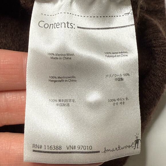 Smartwool Piney Lake Sweater Women S 100% Merino Wool Brown Blue Henley FLAWED - Picture 7 of 10